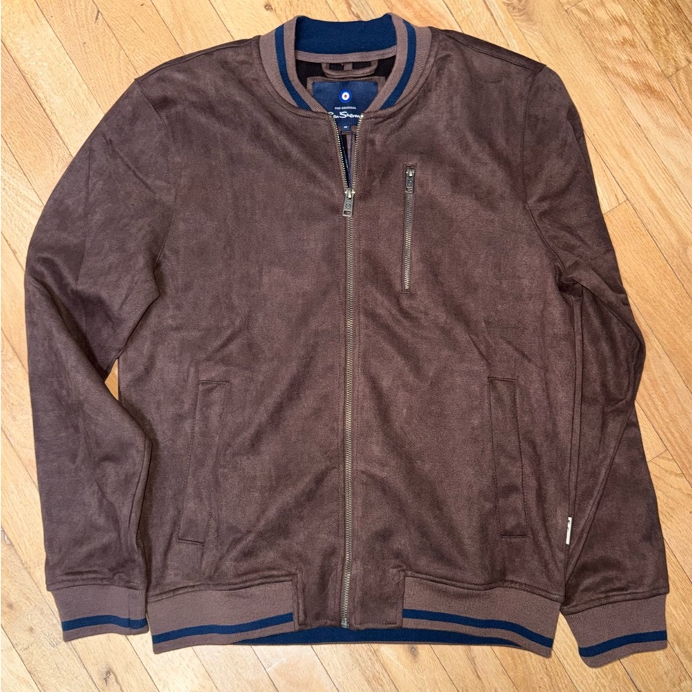 Men's Ben Sherman Suede Brown Bomber Jacket Brand New with Tags